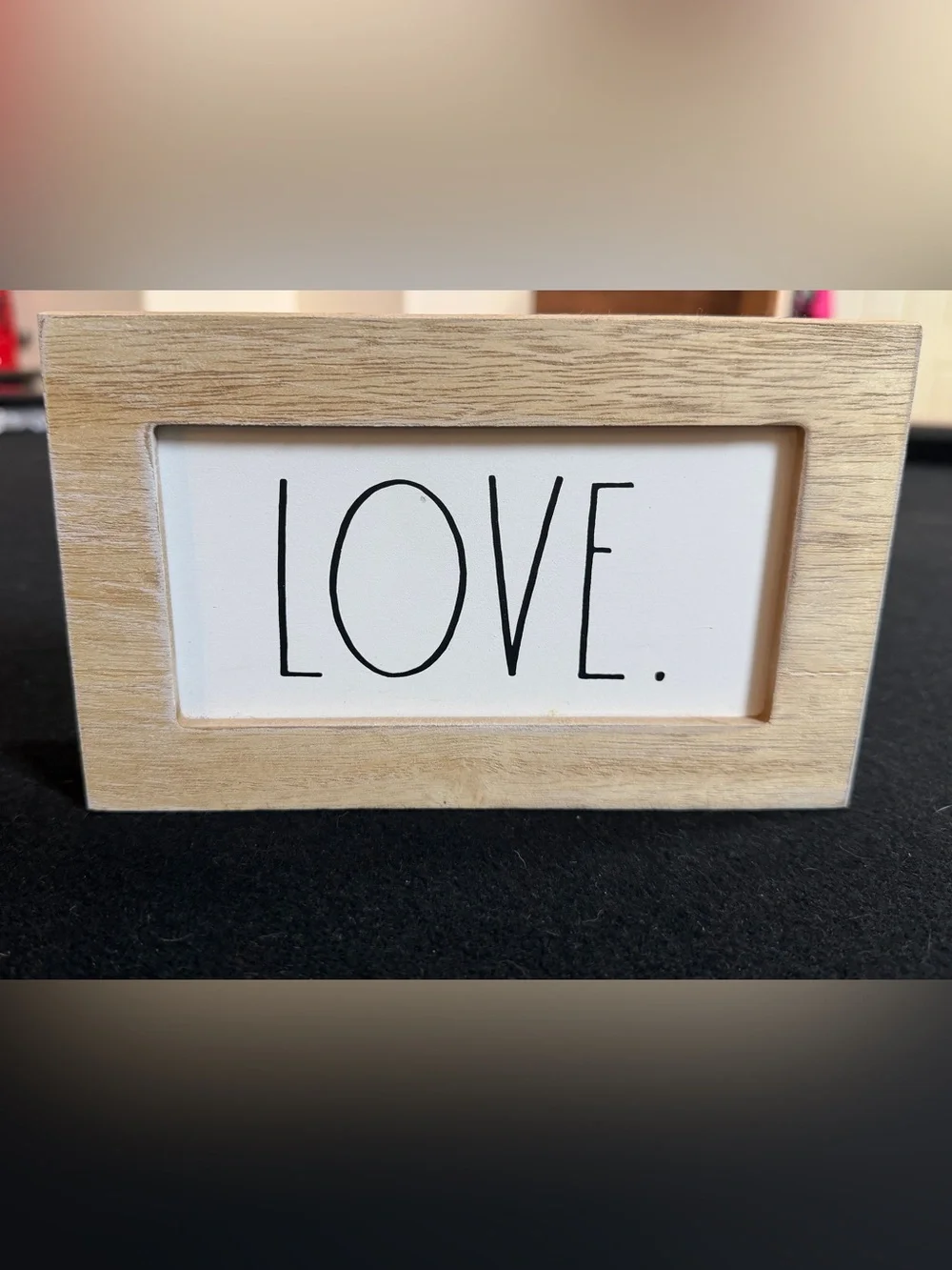 Rae Dunn Natural Wood Frame LOVE Sign - White & Black